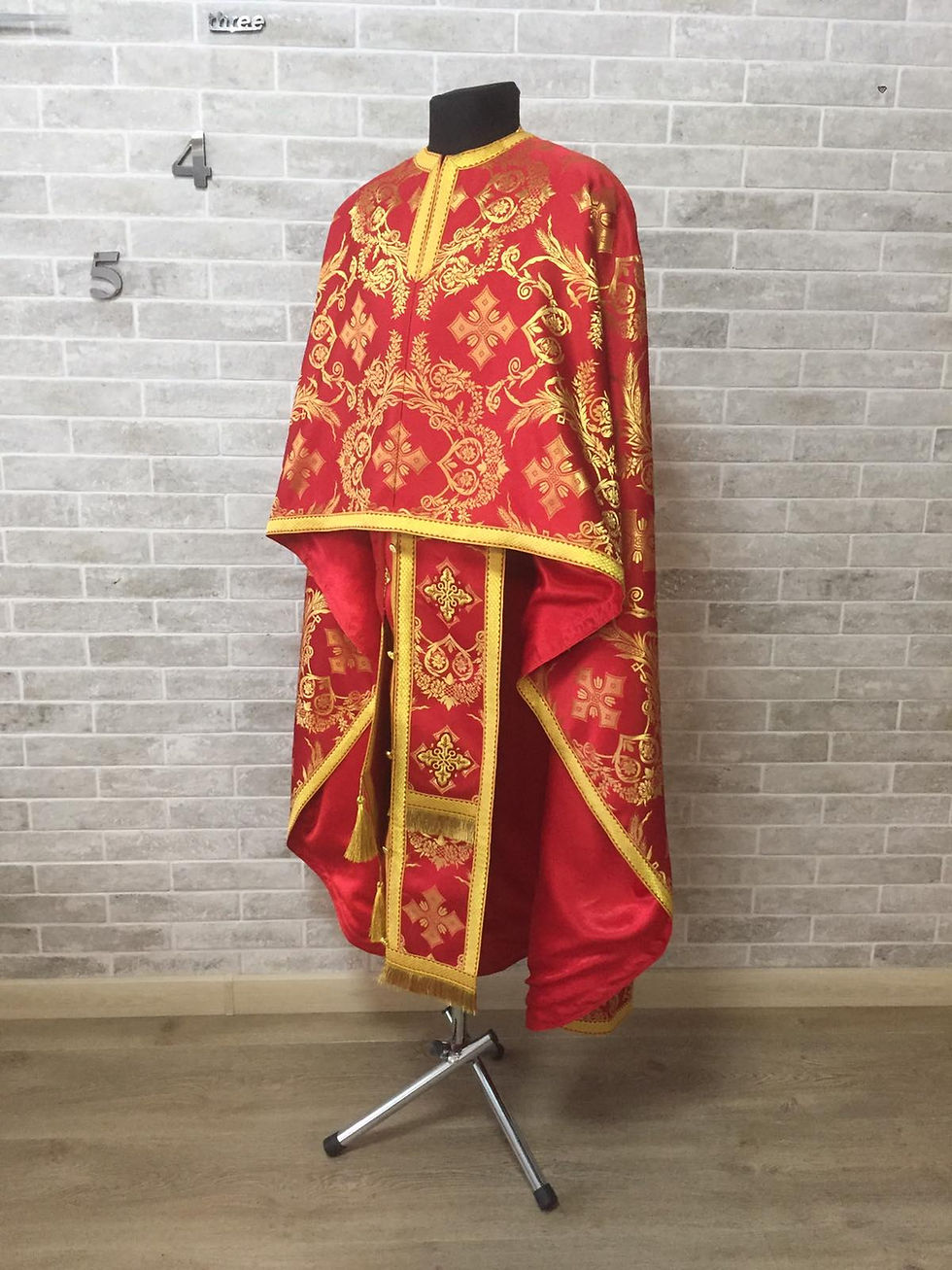 Thumbnail: Red brocade priest vestment set - Greek-style vestment - Orthodox vestment