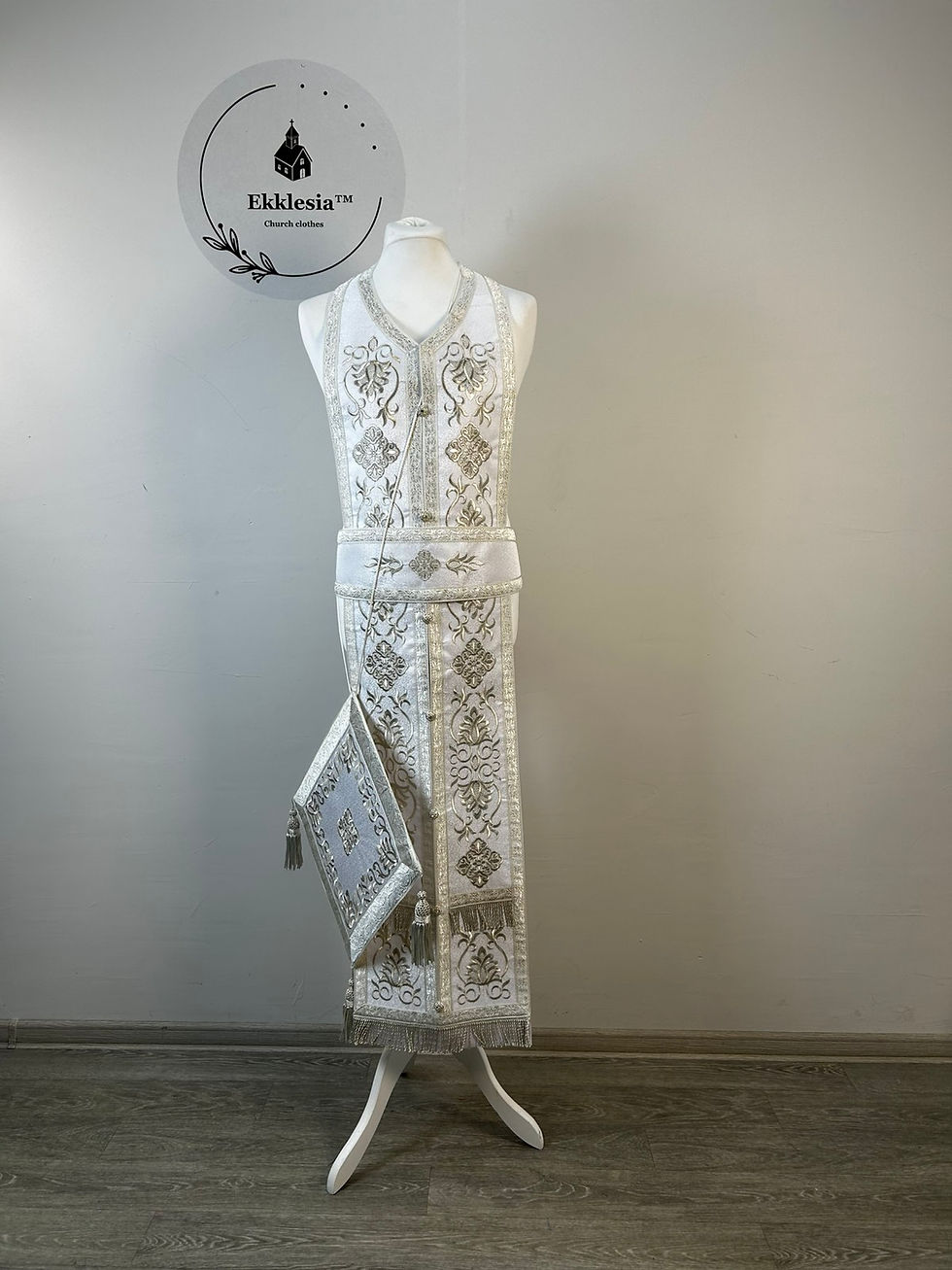 Thumbnail: Priest vestment with machine embroidery - Liturgical vestment set Greek phelon