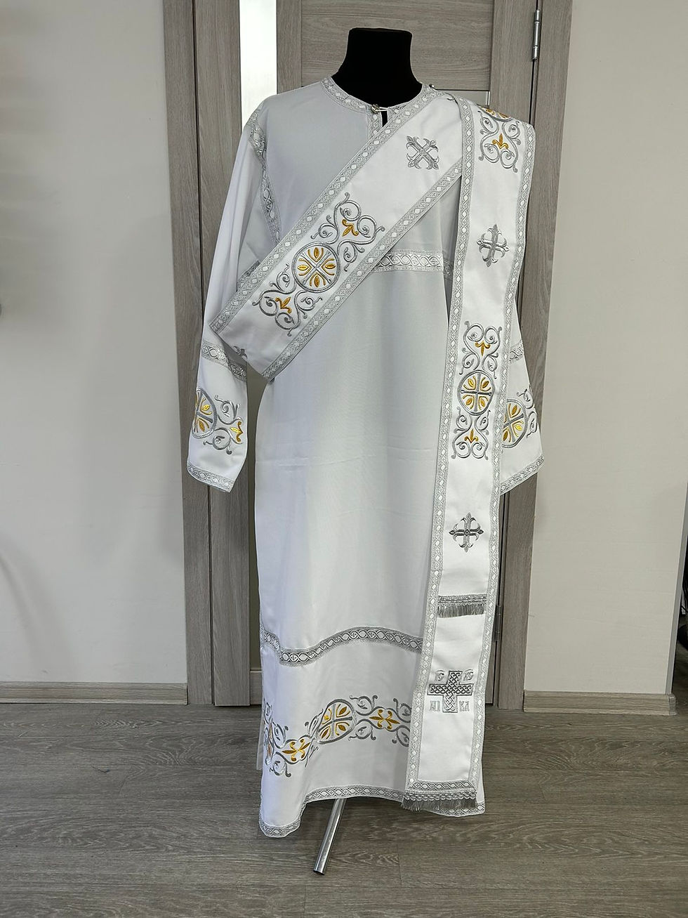 Thumbnail: Deacon's embroidered vestment - Stichar and orar with silver embroidery