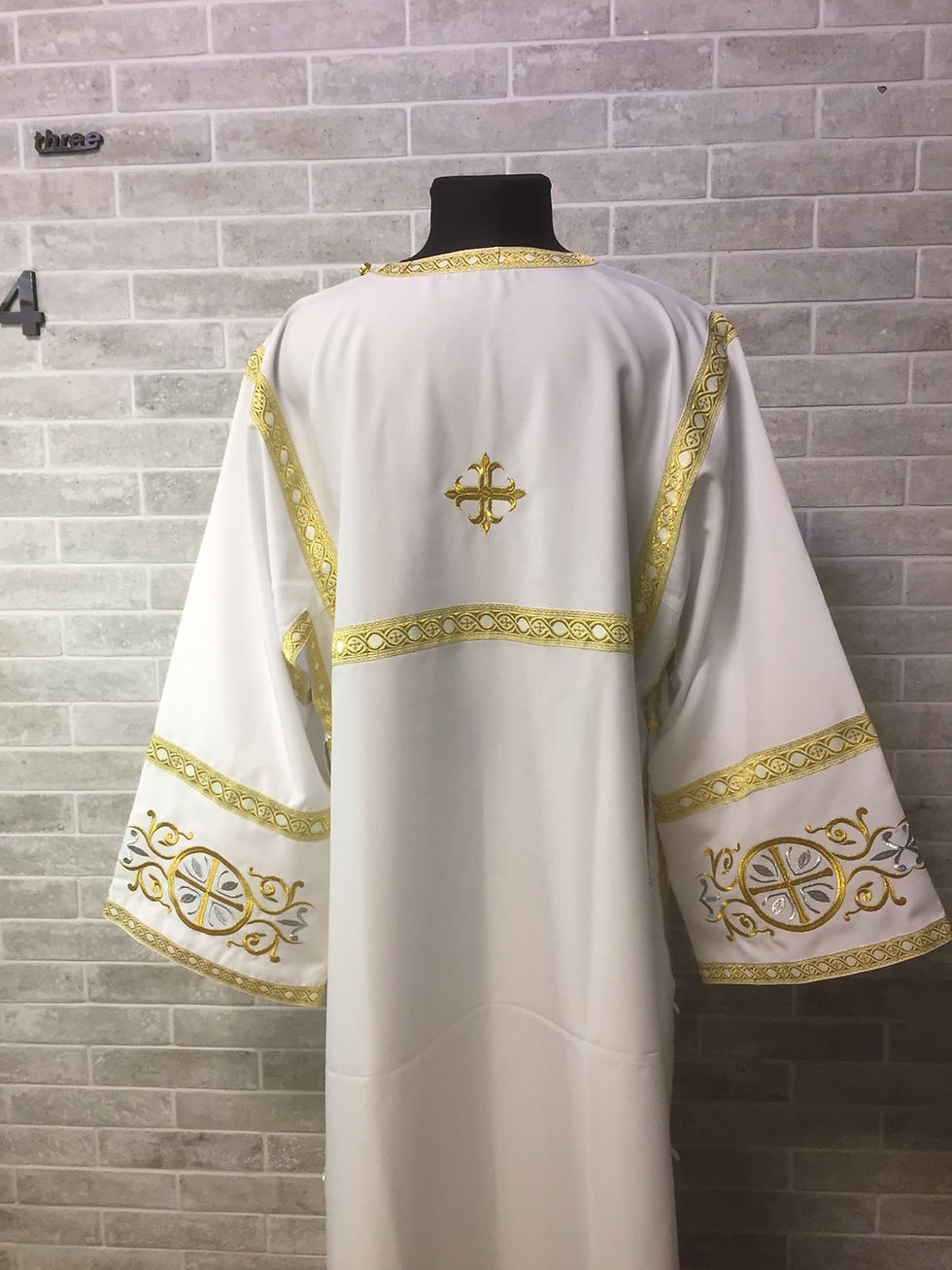Thumbnail: Embroidered Stichar with cross on the back - Altar server reader robe - S
