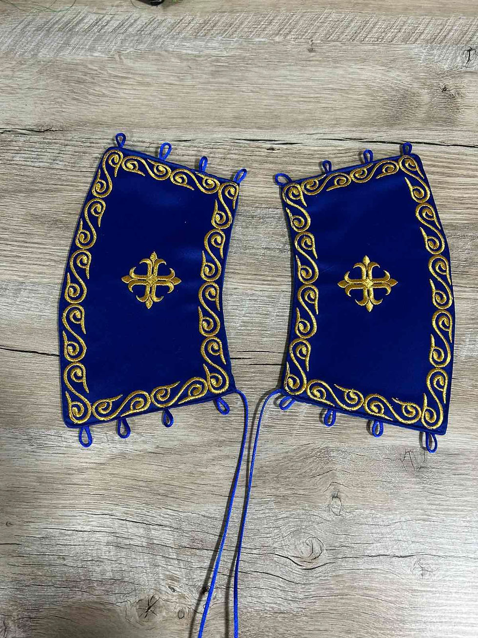 Thumbnail: Embroidered Deacon's Vestment with Slavic double orar - Protodeacon's blue orar