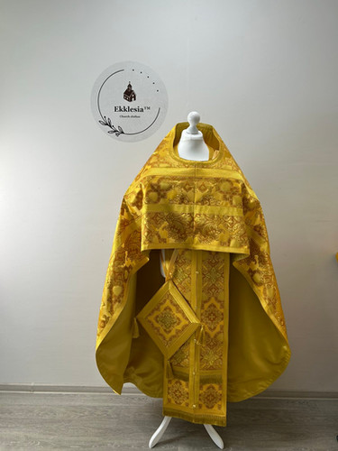 Priest Robe Russian Slavic style Priest vestment in metallic brocade - Liturgical priest ...