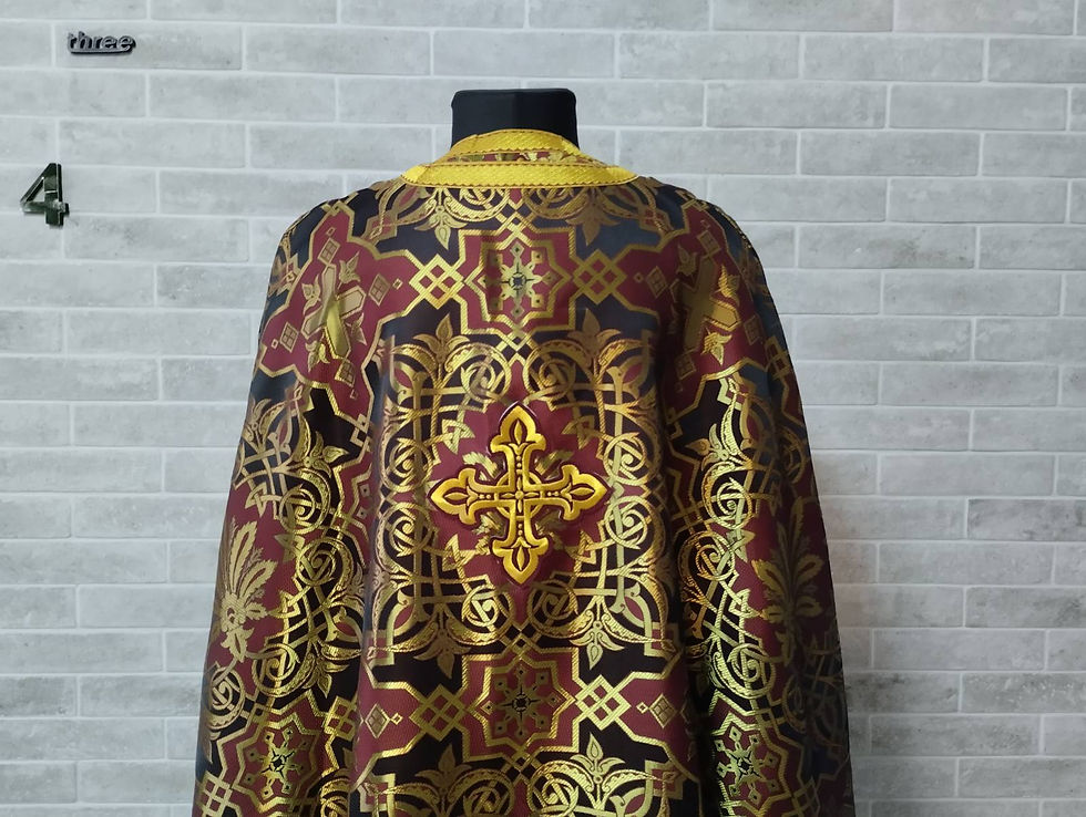 Thumbnail: Black&Maroon vestment - Greek vestment in brocade - Priest liturgical clothes