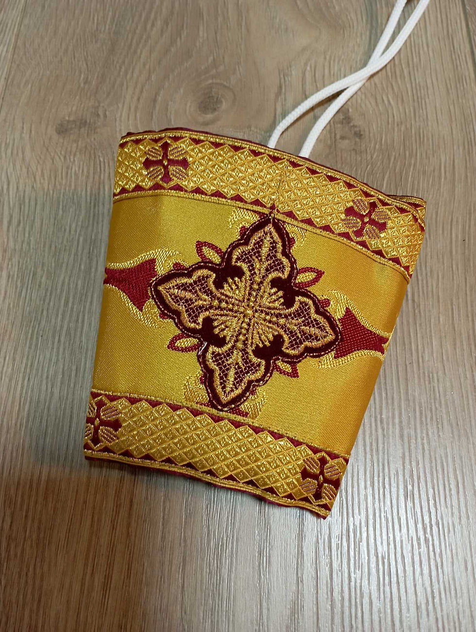 Thumbnail: White/silver Deacon's sticharion - Yellow/maroon Orthodox Vestment - Deacons set
