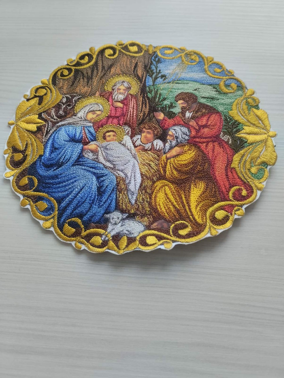 Thumbnail: Icon of the Nativity - Liturgical embroidered vestment appliques - Round icon
