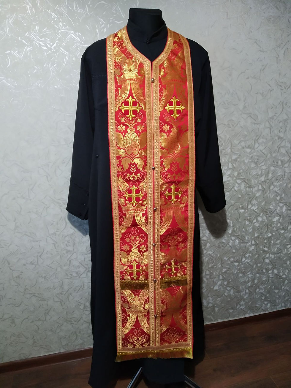 Thumbnail: Stole and cuffs in church brocade - Priest's communion set - Orthodox church set