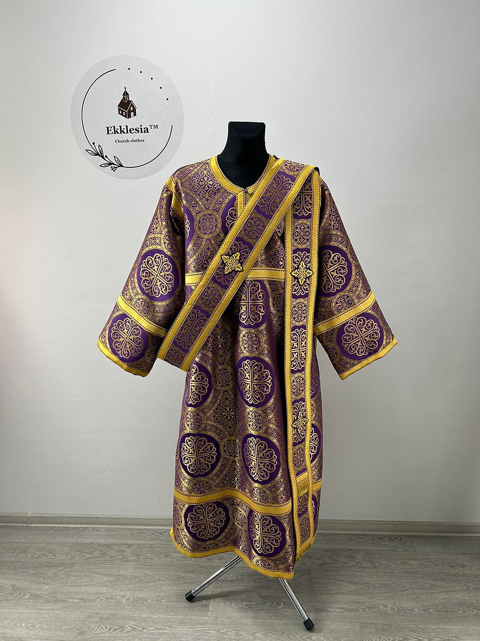 Thumbnail: Vestment set - Orthodox sticharion, orar, and cuffs on church brocade fabric