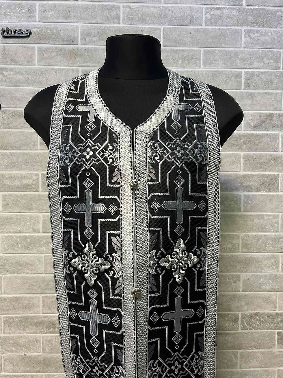 Stole and cuffs in brocade - Priest's communion set - Orthodox cloth set