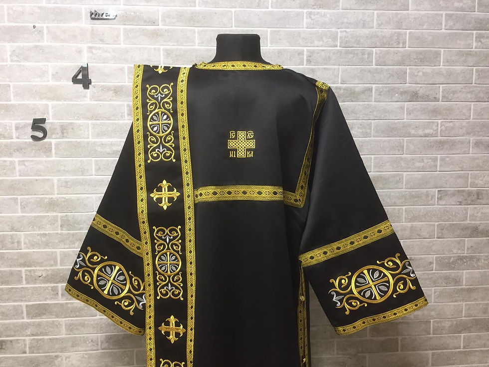 Thumbnail: Embroidered silk deacon's vestment - Orthodox deacon's stichar and orar