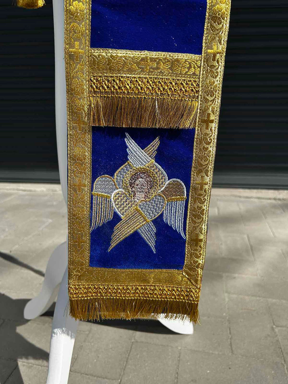 Thumbnail: Embroidered orar on velvet - Double orar for deacon - Greek style orar