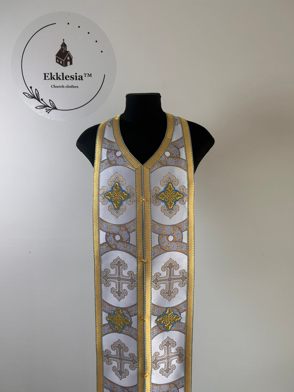 Thumbnail: Cuffs and stole in brocade - Priest's communion set - Orthodox church priest's