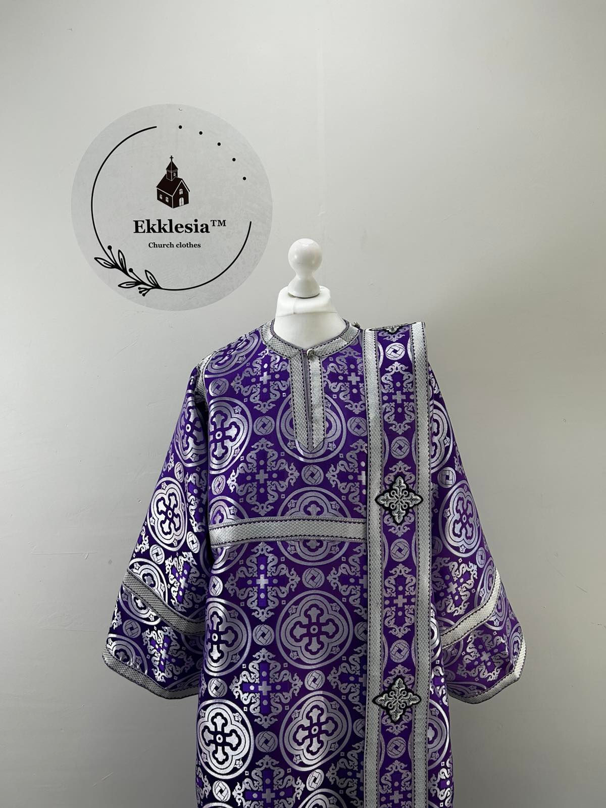 Vestment for deacon for Lent - Liturgical vestment set - Stichar, orar, cuffs