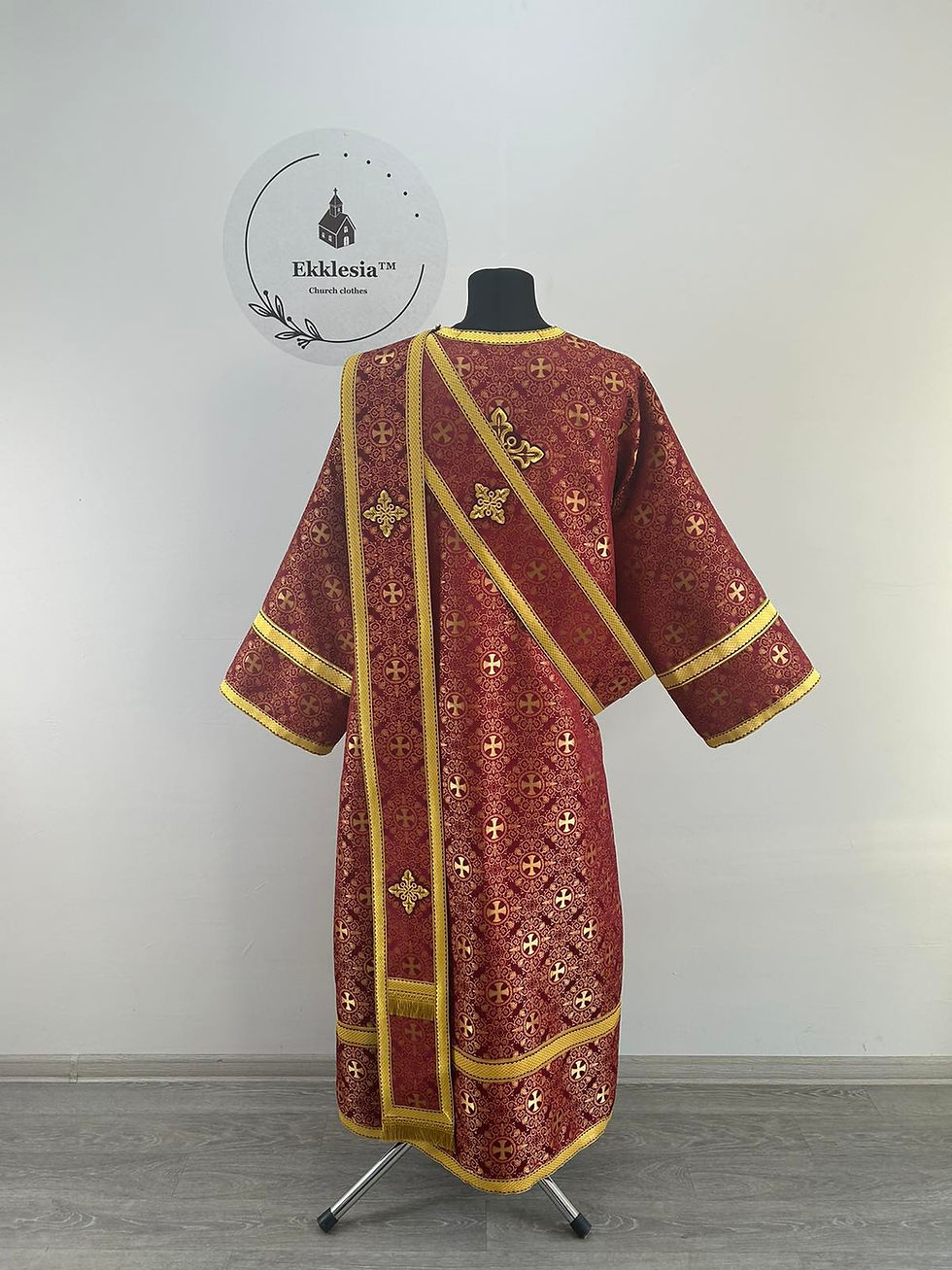 Thumbnail: Church vestment set - Orthodox sticharion, orar, and cuffs on brocade - Deacon