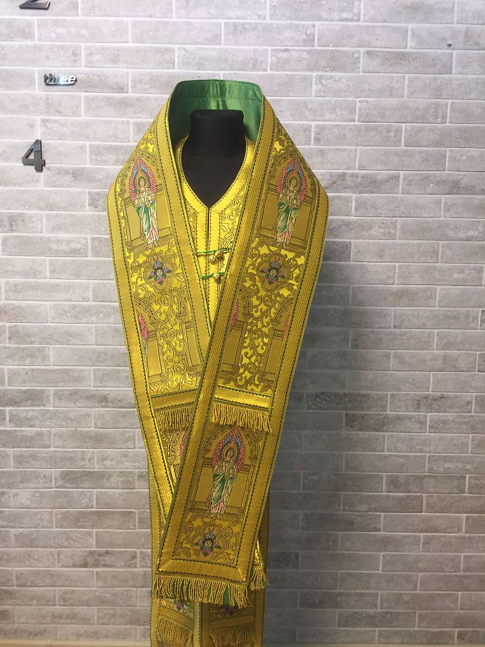 Thumbnail: Gold Bishop's Communion set - Bishop's angels brocade stole, cuffs and omophor