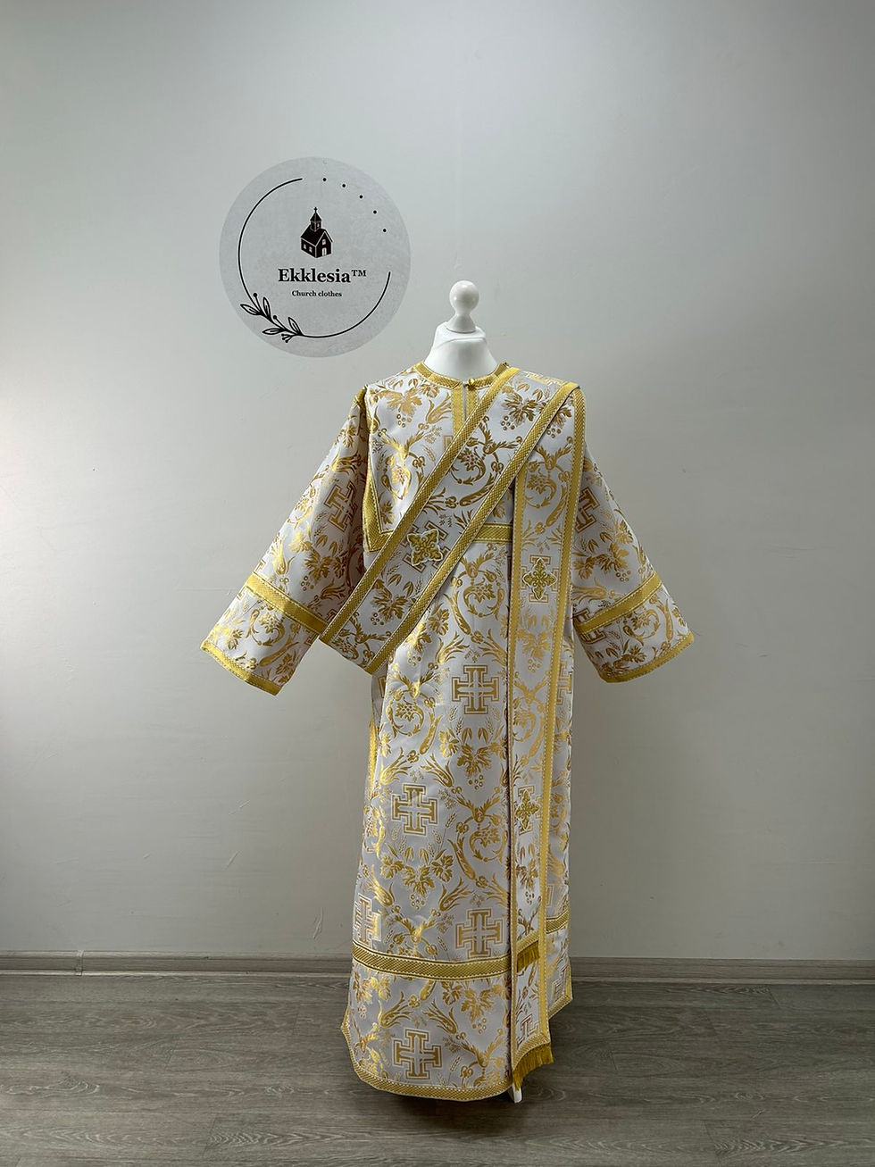 Thumbnail: Deacon's ordination vestment - Stichar and orar in white brocade - For deacon