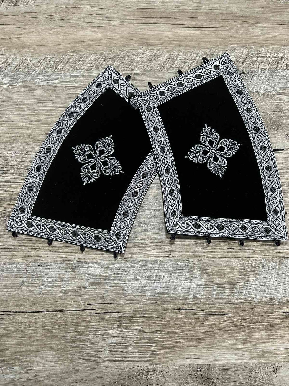 Thumbnail: Double orar in velvet - Embroidered crosses - Greek or Slavic