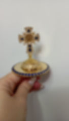 Thumbnail: Brass miter cross with stones and pearls, top cross for bishops mitra