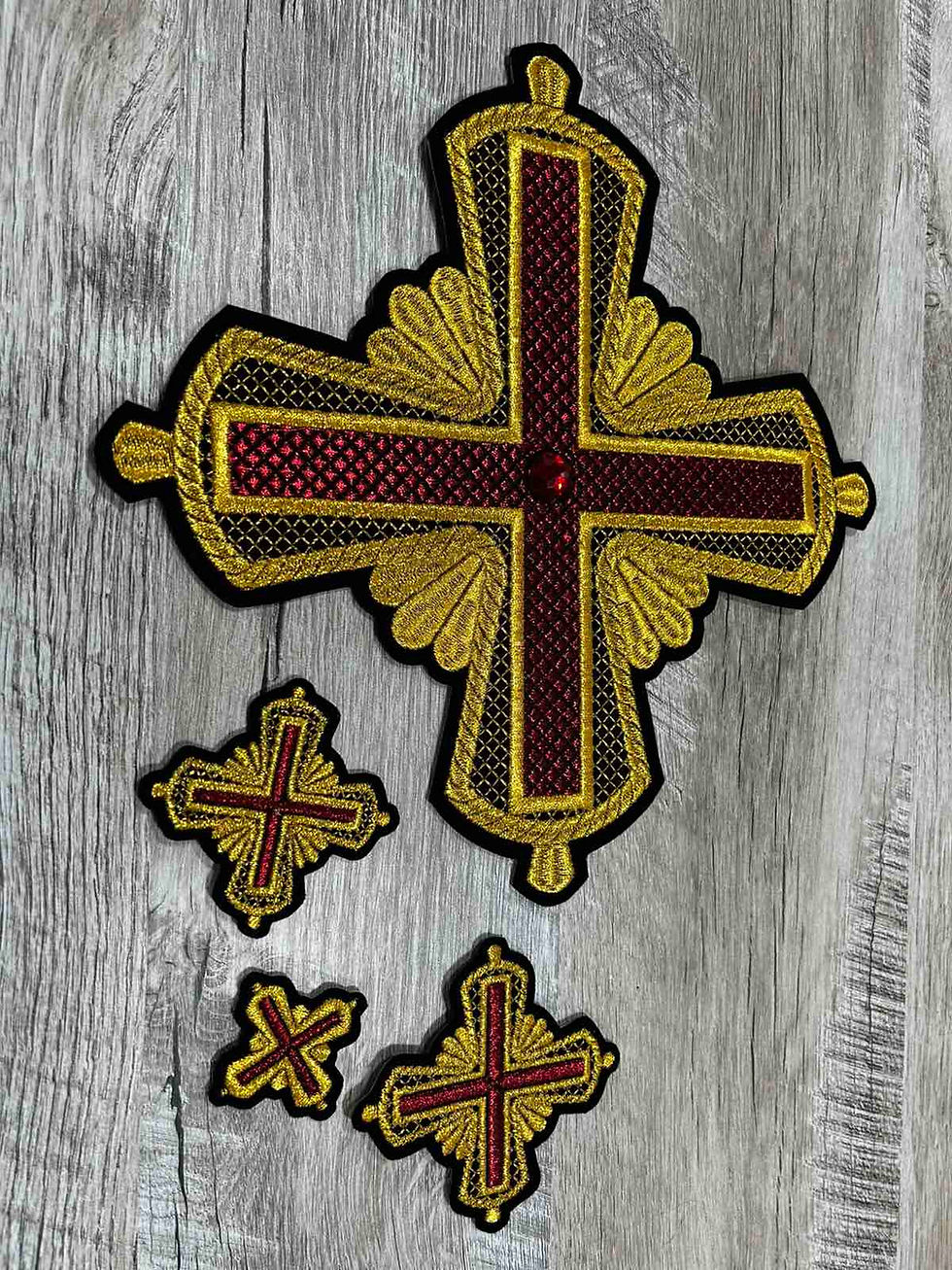 Thumbnail: Orthodox Set of 14 embroidered crosses for vestment decoration