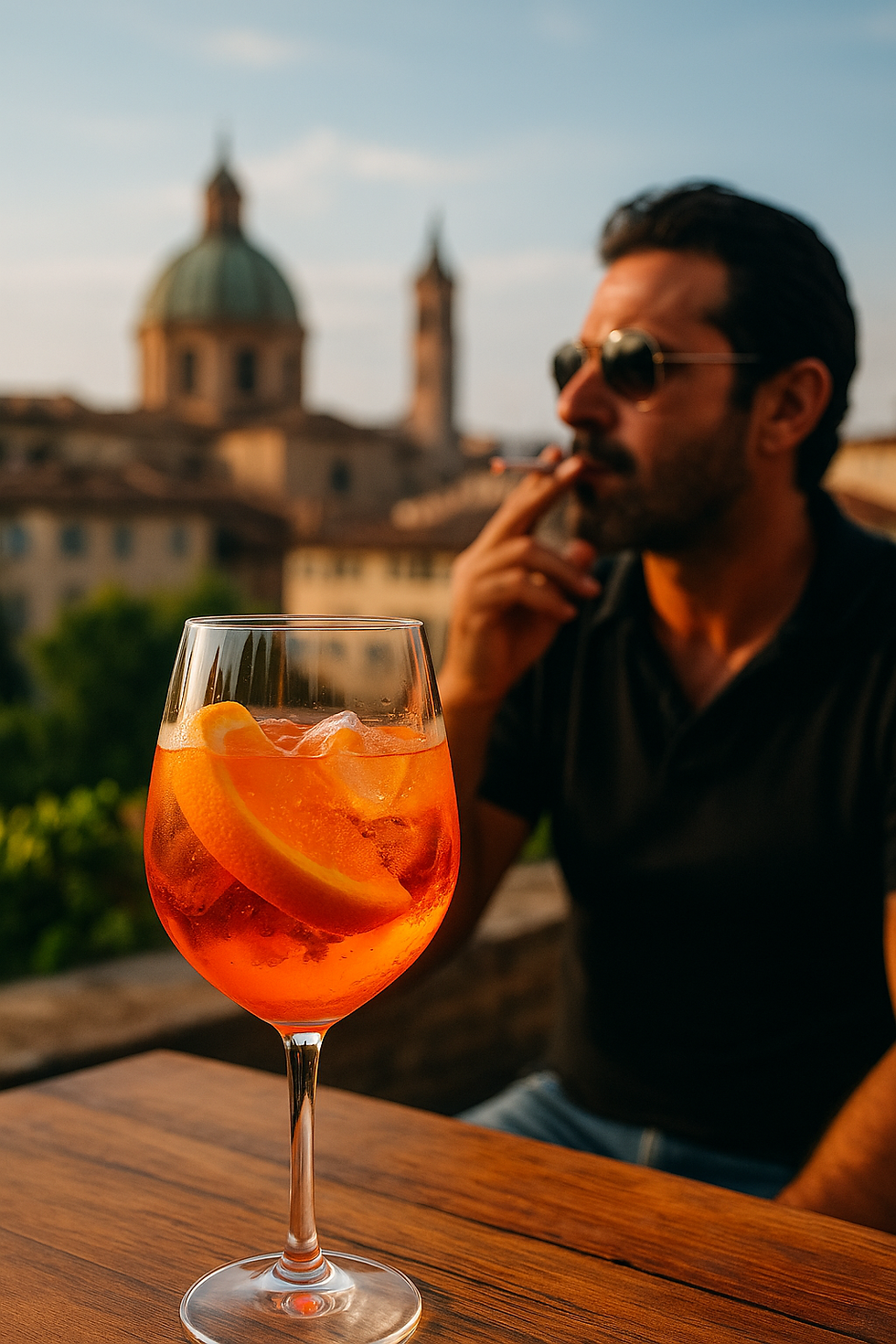 Aperol spritz accompanied by second hand lung cancer