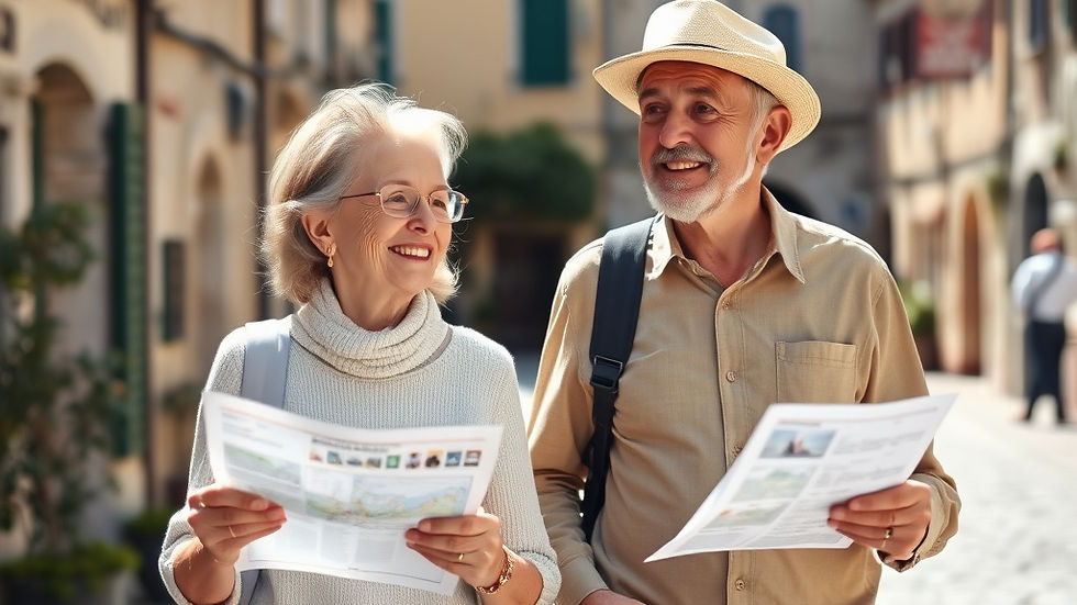 Retired couple scouting locations in Italy