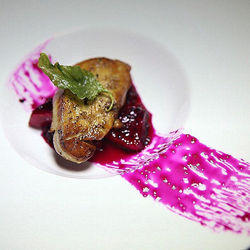New _epilogue seared foiegras with dragonfruit emulsion