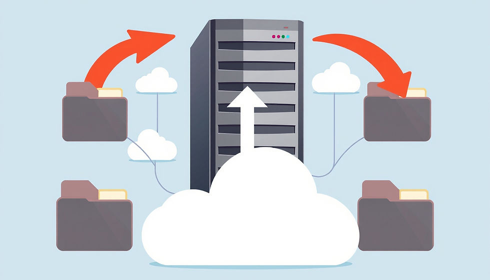 Close-up view of a secure cloud server storage
