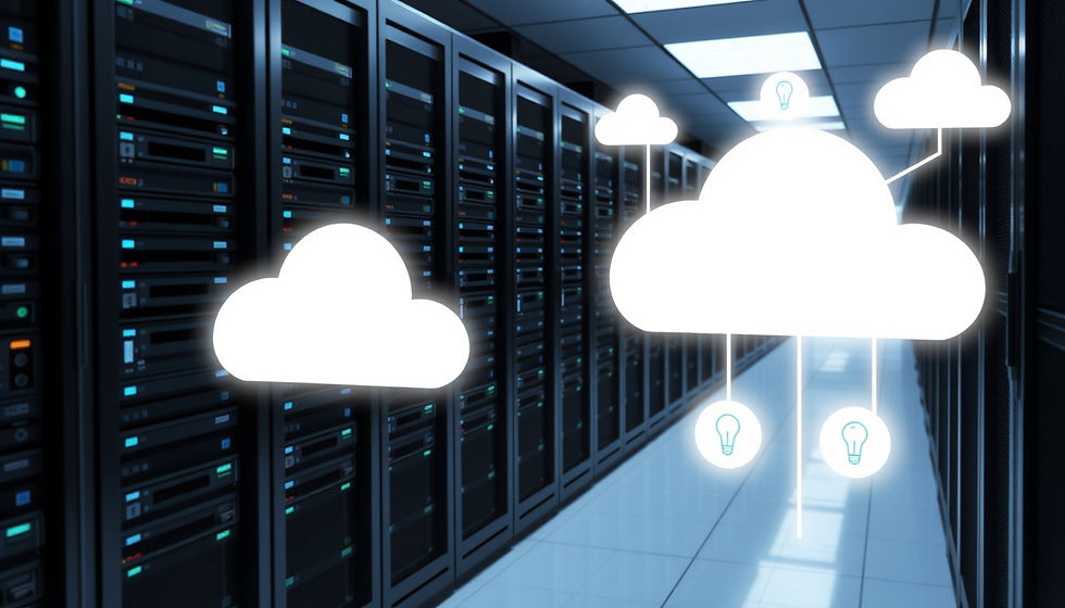 Wide angle view of a cloud server room