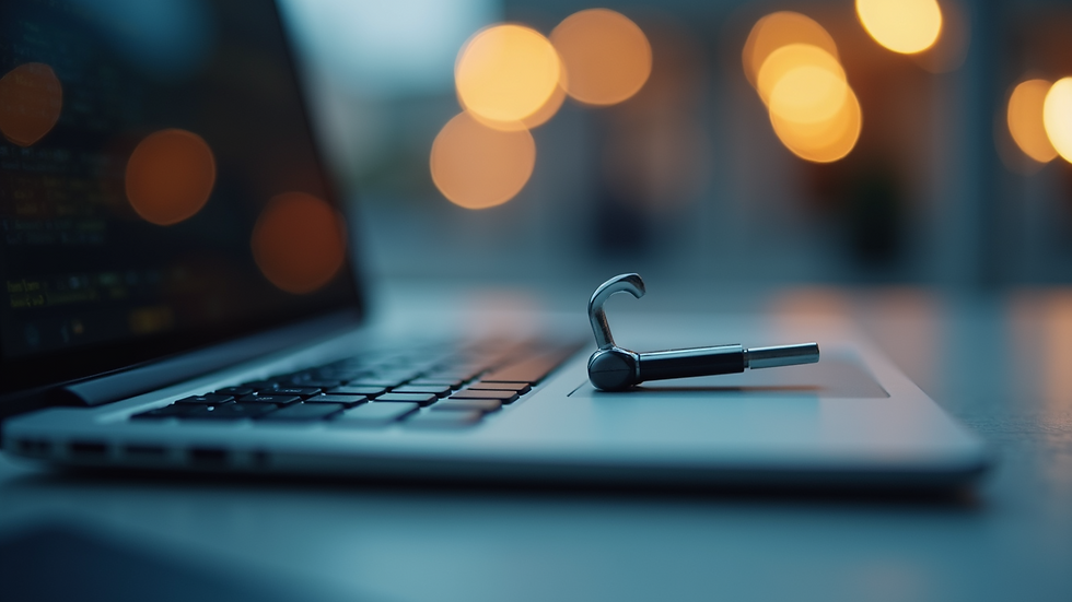 Close-up view of a security lock on a laptop keyboard