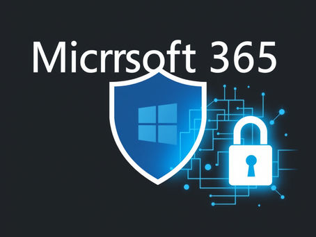 Microsoft 365 logo with an overlaid digital shield and padlock icons, illustrating the importance of securing M365 environments