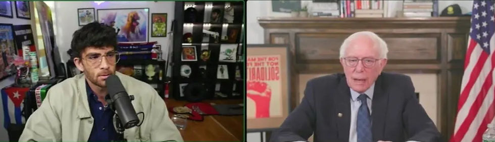 Sanders on a Twitch stream with Hasan Piker