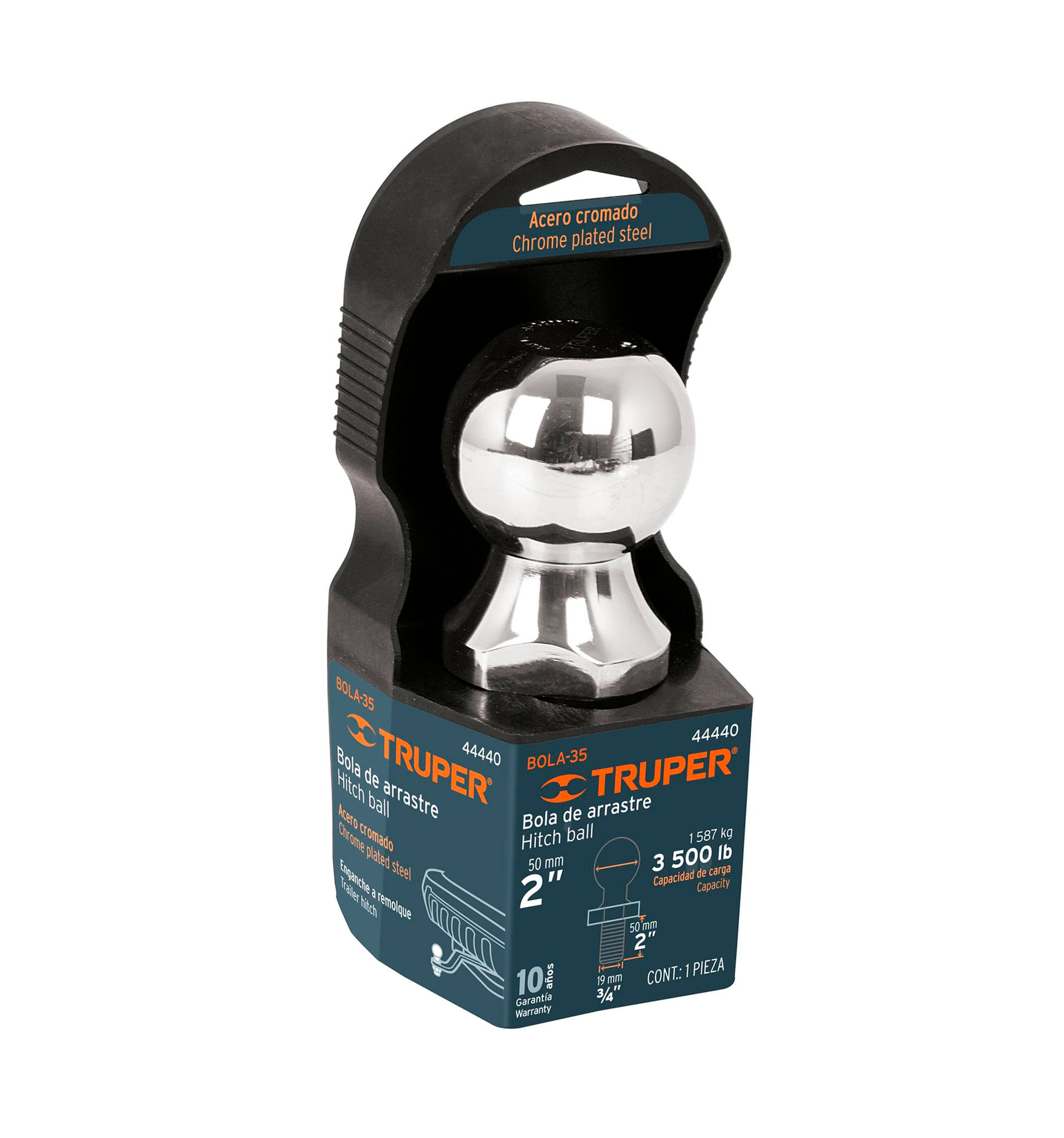 BOLA REMOLQUE 2" CROMADA 3500LB - TRUPER