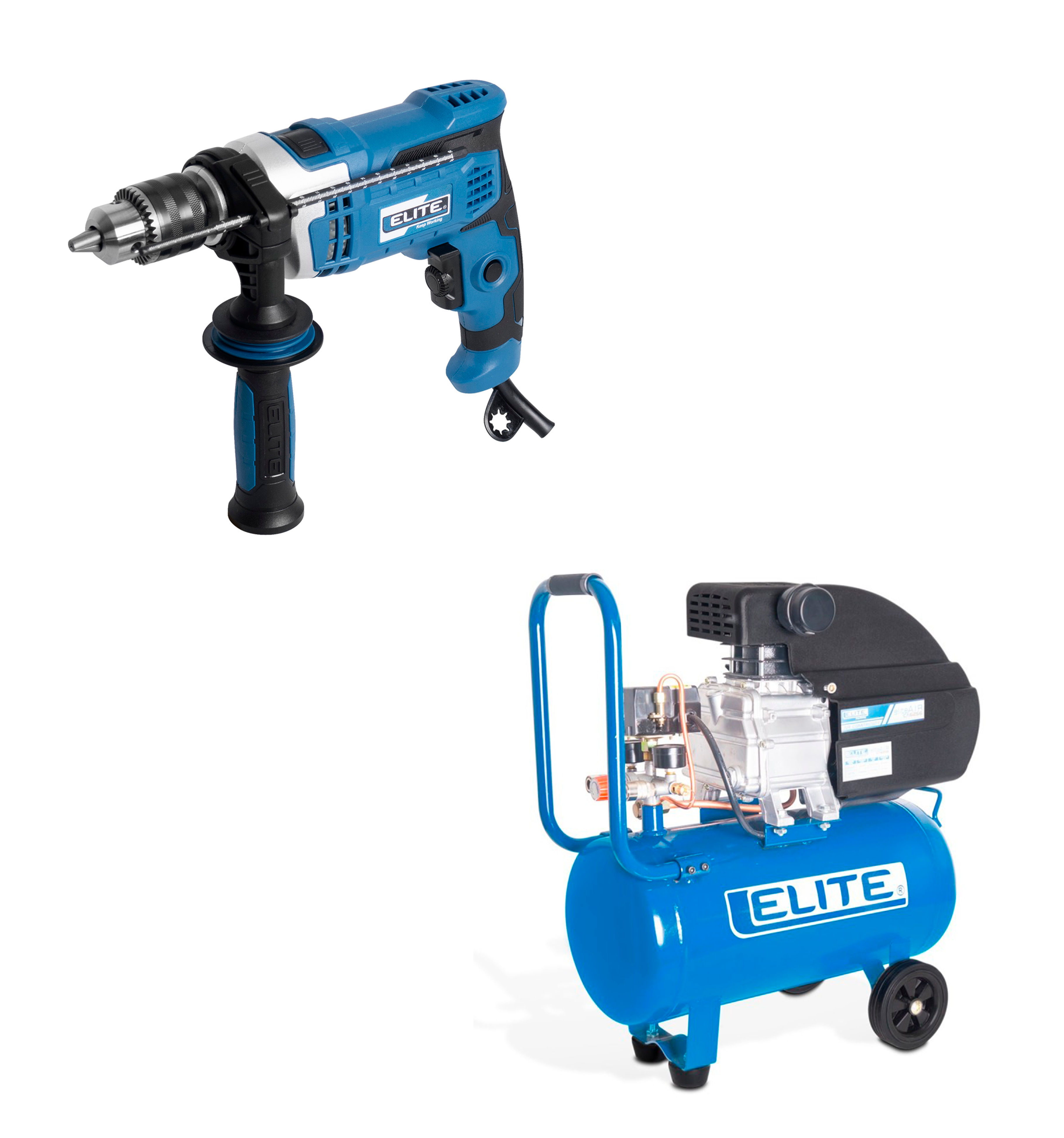 COMPRESOR 2,5HP ELITE 25LT + TALADRO 1/2 ELITE