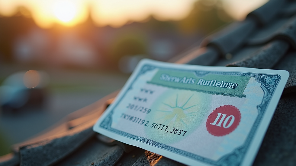 Close-up view of a roofing license