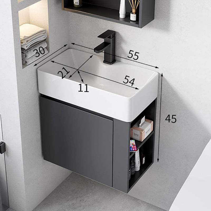 縮圖：Bathroom Cabinet MC-M001浴室櫃 掛壁式 圓鏡 方鏡櫃 陶瓷洗手盆 包含水龍頭 實木夾板櫃體