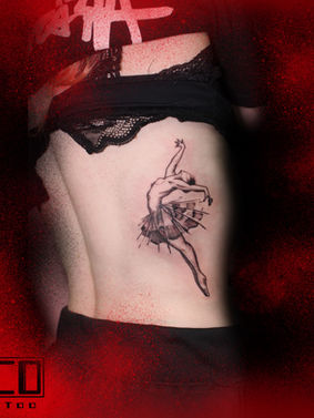 Eco Tattoo London is a tattoo shop in London which has created a elegant ballerina tattoo. 