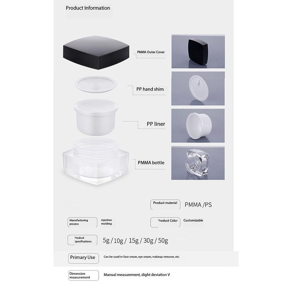 Thumbnail: 10g, 15g,30g,50g Square Acrylic Cream Jar