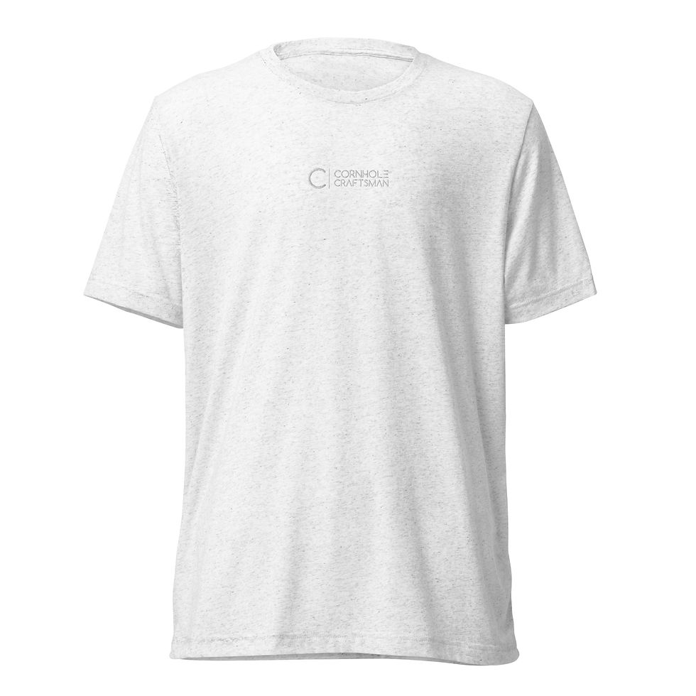 Thumbnail: Cornhole Craftsman Banner - Short sleeve t-shirt with embroidered text