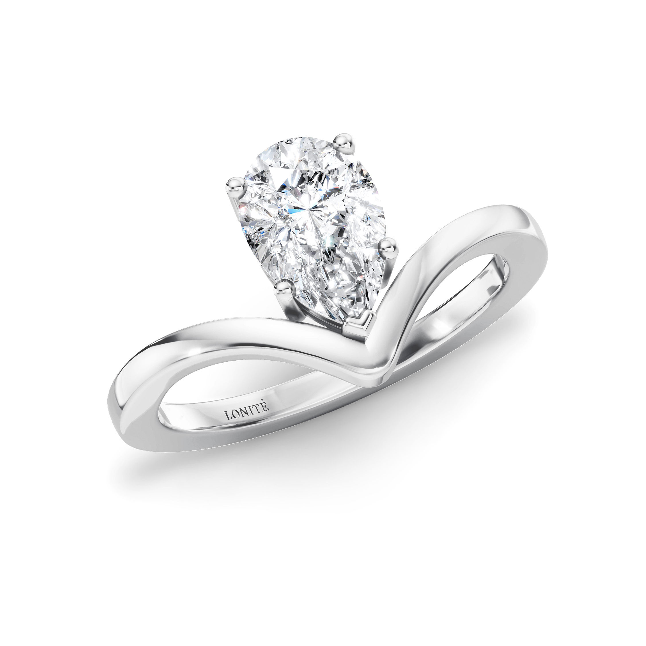 V字形戒臂單鑽戒指托