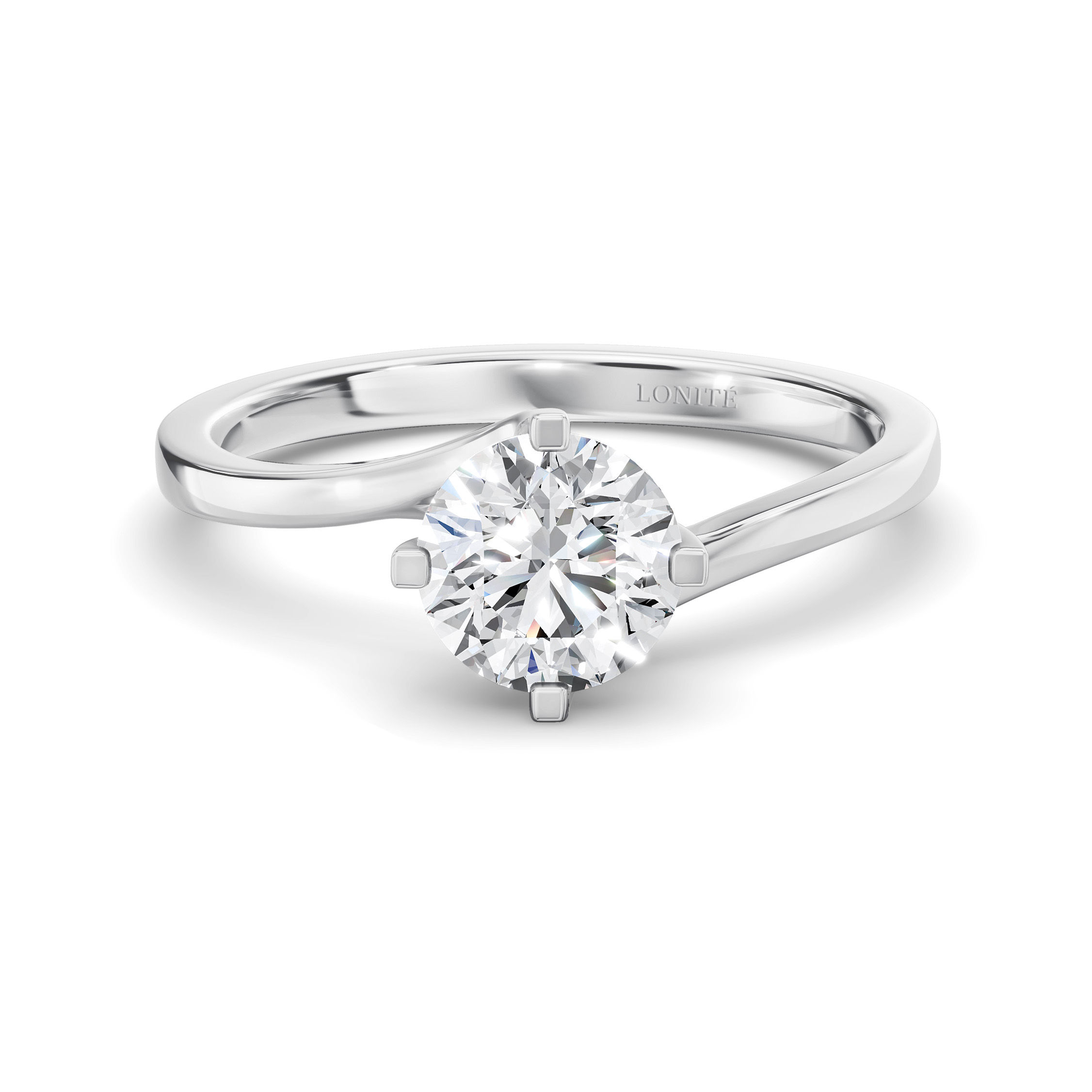 4-Prong Solitaire Diamond Bypass Ring Setting