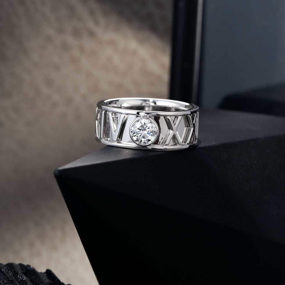 Thumbnail: Roman Numeral Wide Memorial Ring