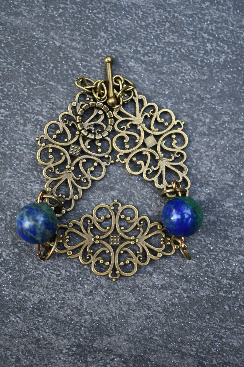 Thumbnail: Blue Stone and Bronze Bracelet