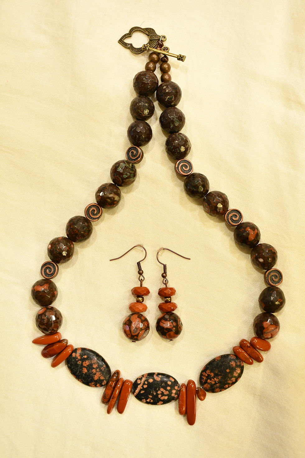 Thumbnail: Snow Flake Jasper Necklace Set
