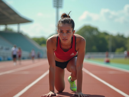 Focused athlete preparing for a race