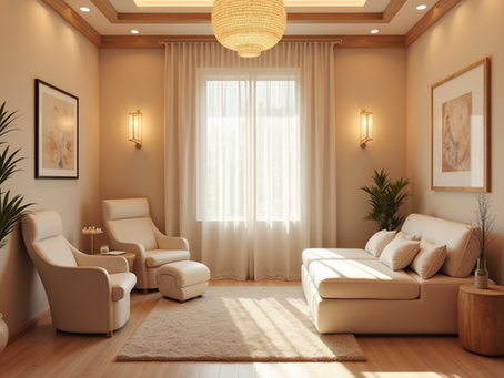 A calm therapy room designed for hypnotherapy sessions