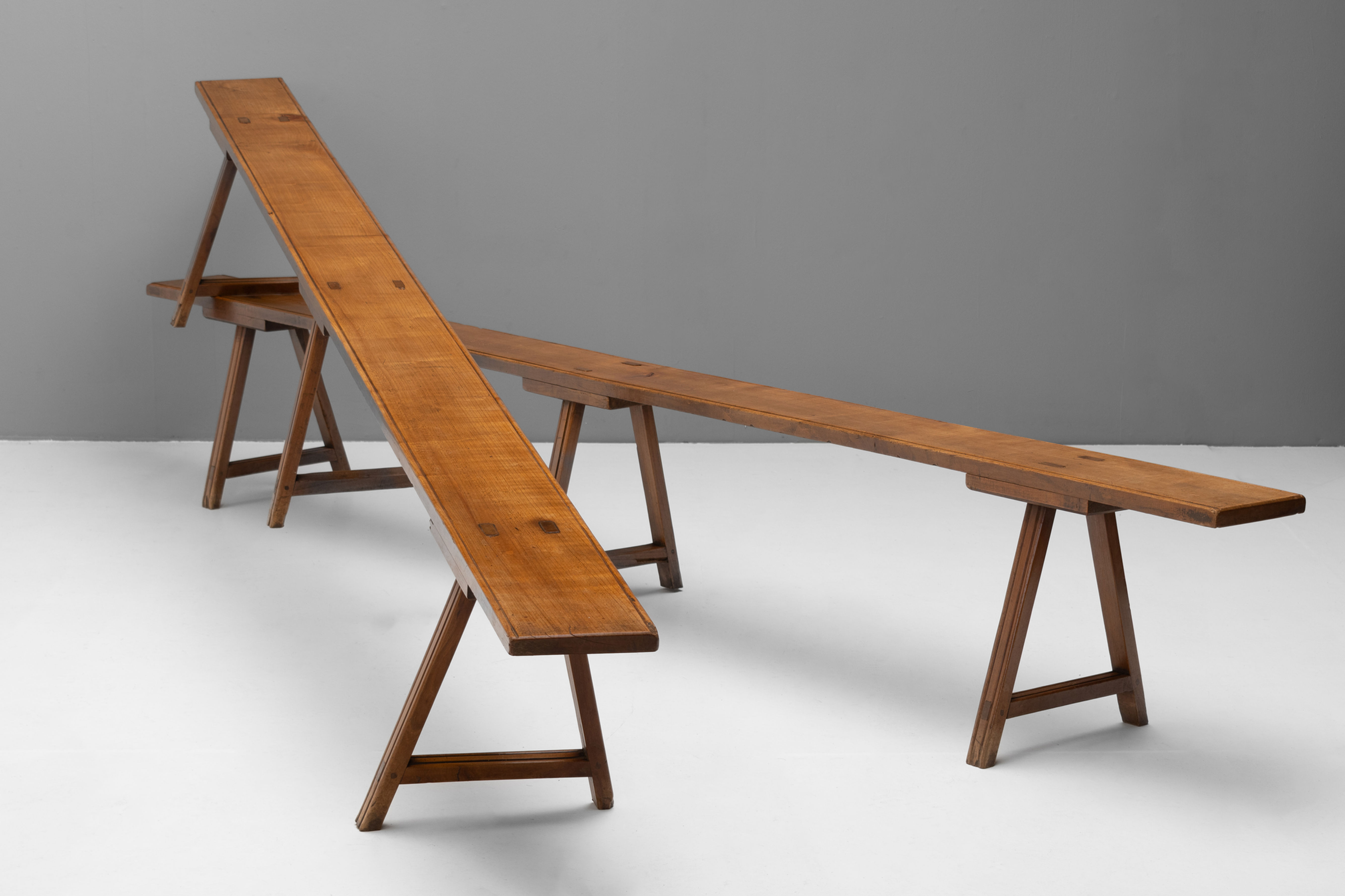 Pair of Long Cherry Benches