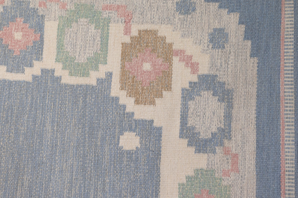 Thumbnail: Mid-Century Swedish Kilim in Pale Blue Tones