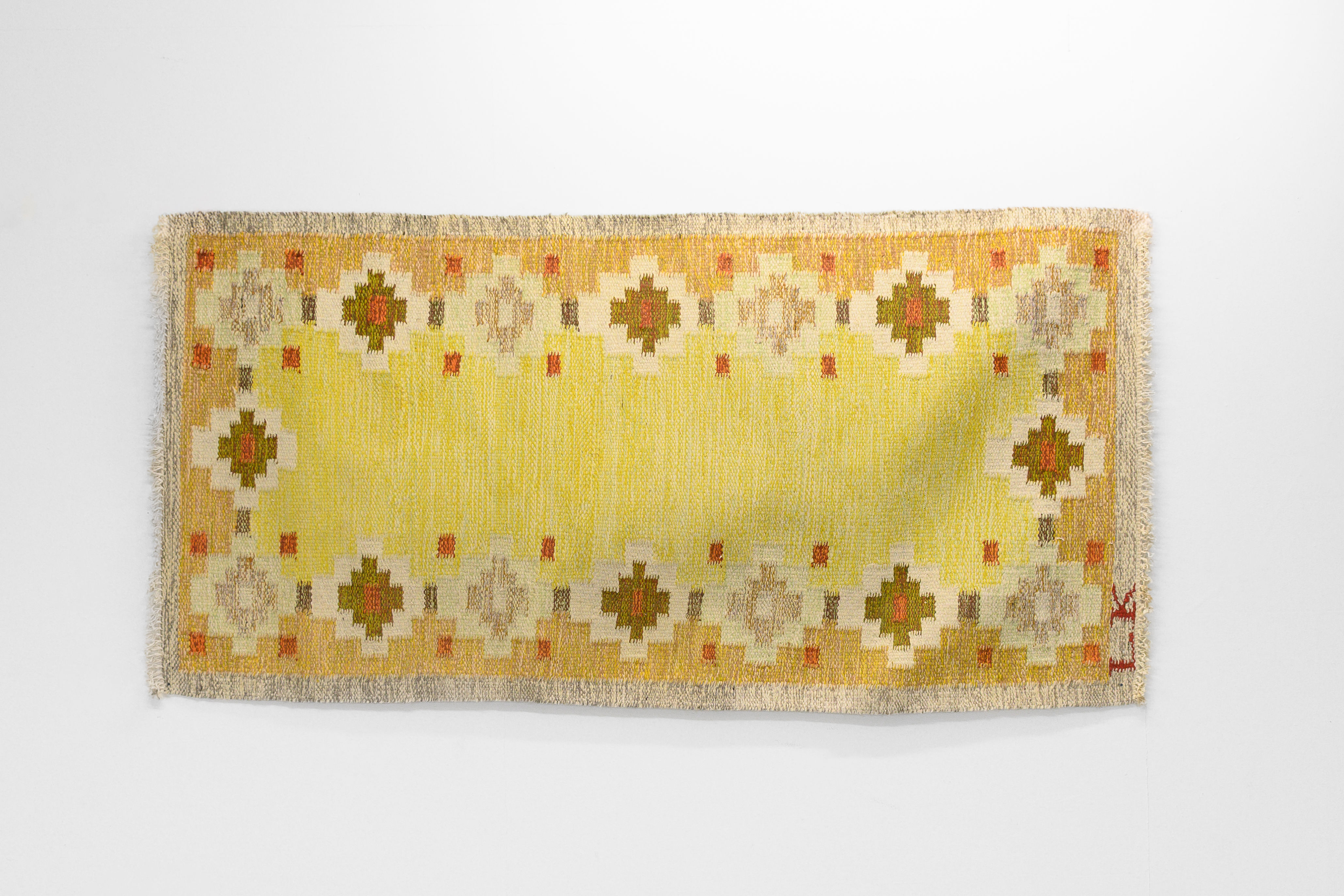 Swedish Rug Signed L.K