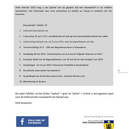 EPITAAF VZW biedt een unieke kans om te leren over funeraire erfgoed via een nieuwsbrief, tentoonstellingen en studiereizen. Sluit je aan en ontdek de geschiedenis en tradities van de dood.