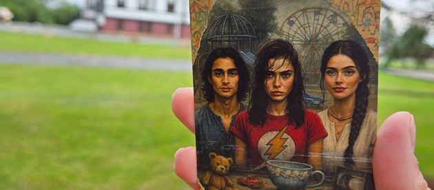 6 of Cups in front of Lunenburg Academy