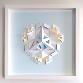 Paper on foam board.
12x12” (30x30cm)
Here I wanted to try a subtle use of color, that's why all the color pieces are hidden to the eye. We only see their reflection over the white paper.